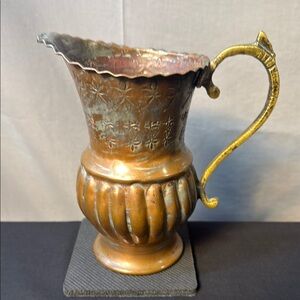 Vintage Arab republic Copper and Brass Pitcher
